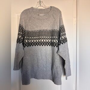 Aerie NWT Oversized Crewneck Sweater Womens XL Fair Isle Grandpa Dad New England
